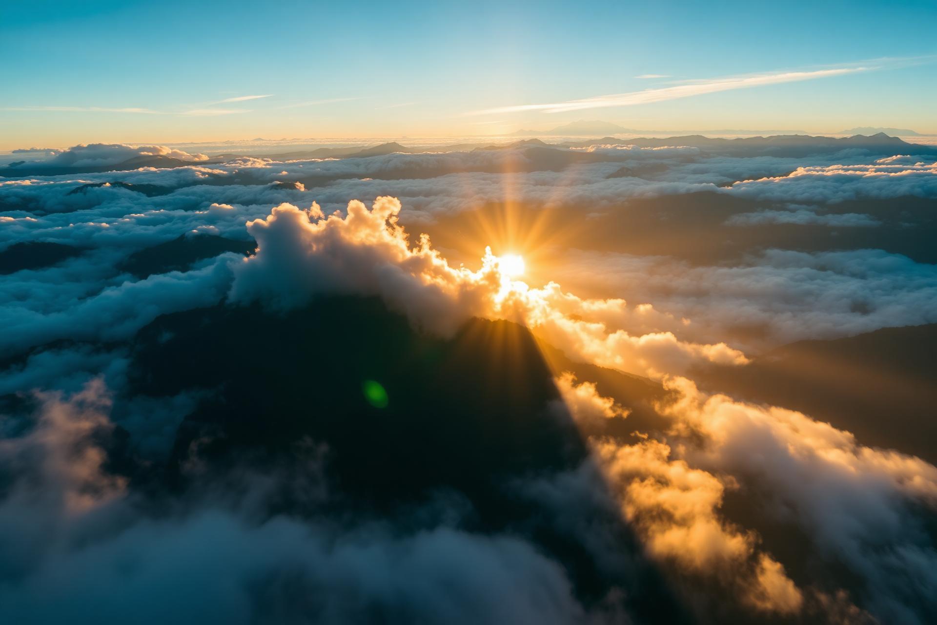 Sunlight breaking through morning clouds